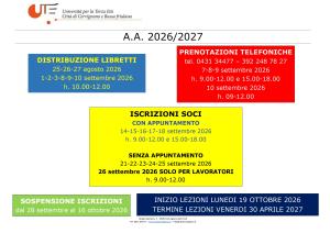 Inizio attività A.A. 2026/2027